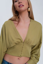 Load image into Gallery viewer, Top With Puff Sleeves in Green