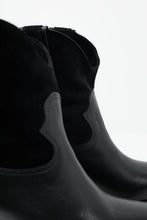 Load image into Gallery viewer, Black Western Sock Boots With Suede Detail