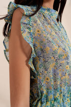 Load image into Gallery viewer, Mini Dress With Ruffle Trims in Vintage Floral in Green