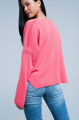 Coral Glitter Fine Knitted Sweater