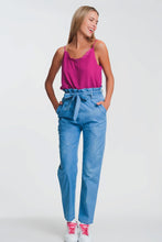 Load image into Gallery viewer, Lightweight Paperbag Tie Waist Jean in Light Blue