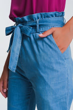 Load image into Gallery viewer, Lightweight Paperbag Tie Waist Jean in Light Blue