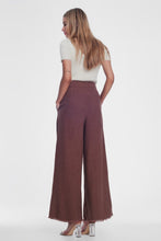 Load image into Gallery viewer, Belted High Waist Wideleg Trouser in Brown