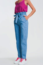 Load image into Gallery viewer, Lightweight Paperbag Tie Waist Jean in Light Blue