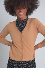 Load image into Gallery viewer, Button Front Cropped Knit Cardigan in Camel