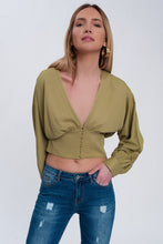 Load image into Gallery viewer, Top With Puff Sleeves in Green